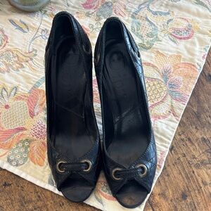 Dior Black Peep-Toe Heels Made in Italy 37.5